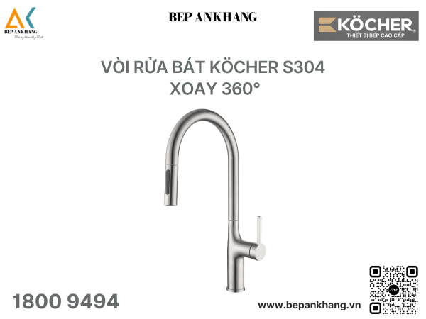 VÒI RỬA BÁT KÖCHER S304 - xoay 360°